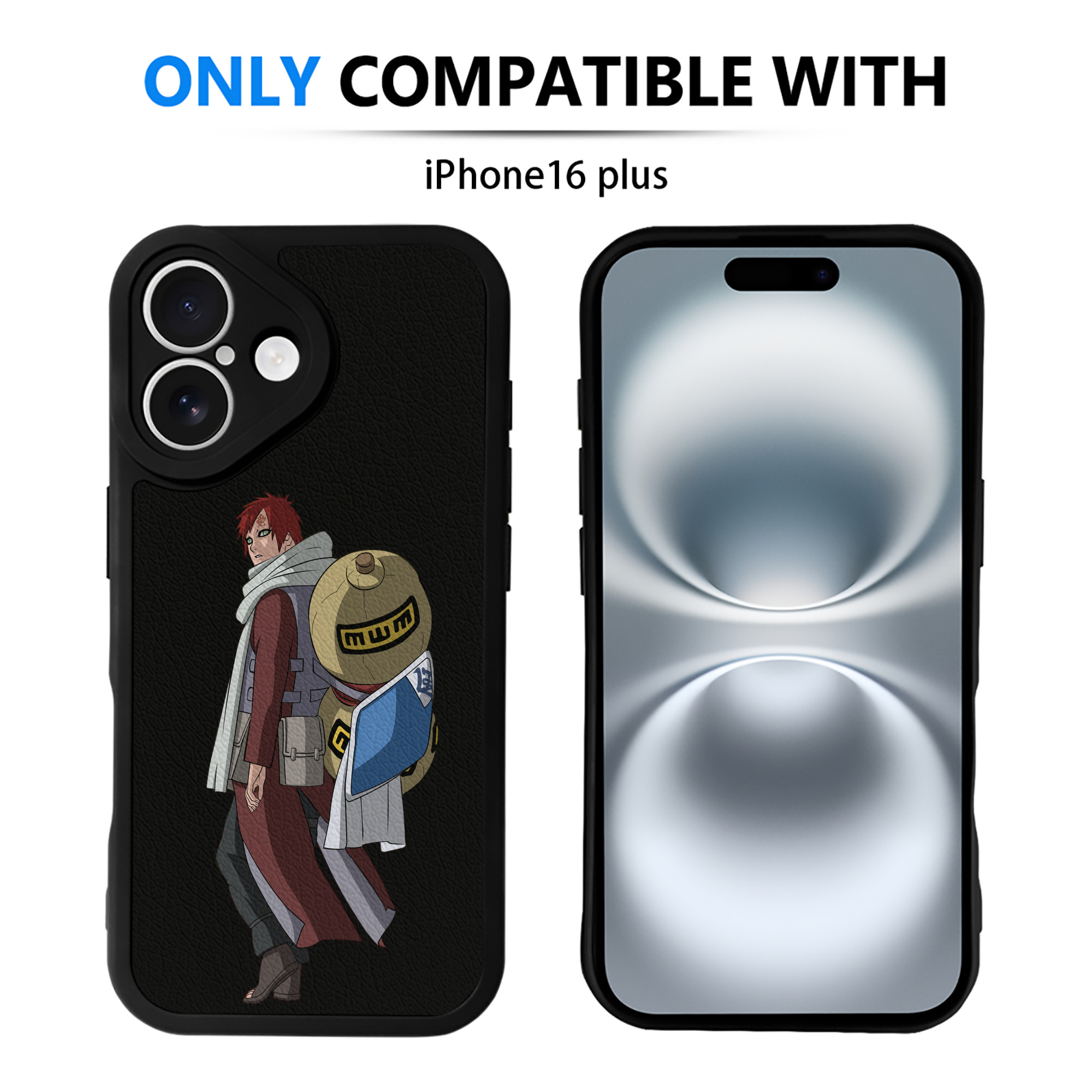 （画像用） NARUTO -ナルト- ガアラ Gaara 【iPhone 16シリーズ対応】シリコンスマホケース（レザー調） 材質：シリコン
